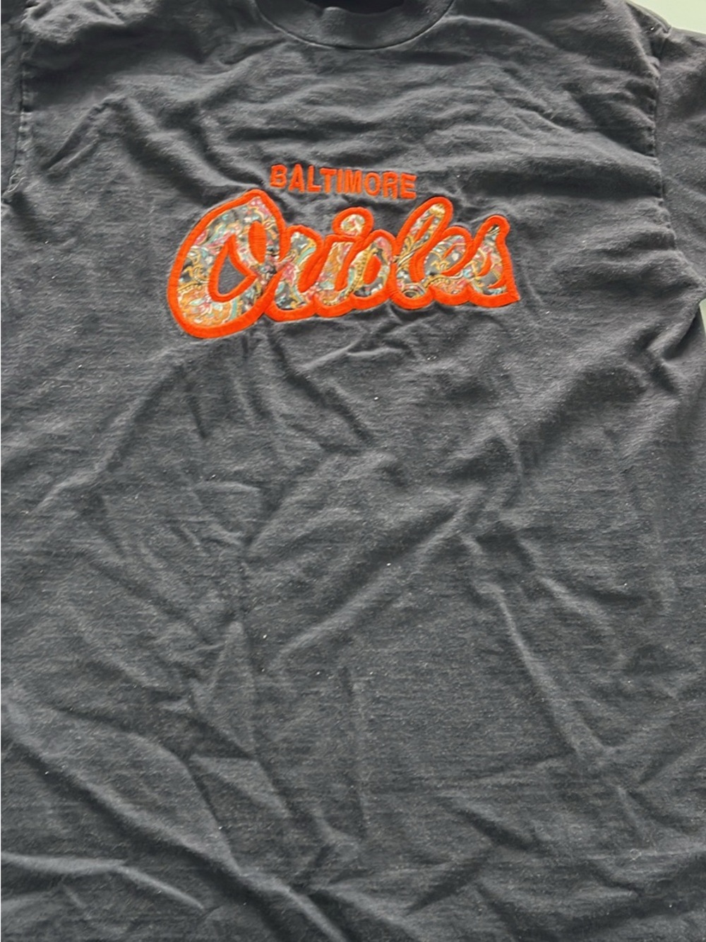 Vintage Baltimore Orioles Men’s Black Tee with Orange Script